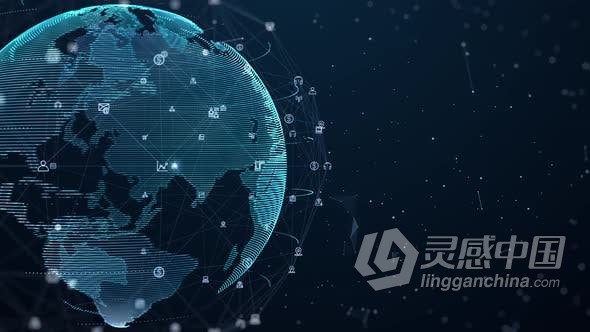 视频素材 数字数据网络连接全球互联网安全背景动画4K视频素材下载  灵感中国网 www.lingganchina.com