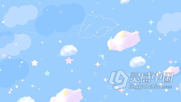 视频素材 儿童艺术手工艺节目童话睡前故事背景环状卡通云星星动画视频素材下载  灵感中国网 www.lingganchina.com