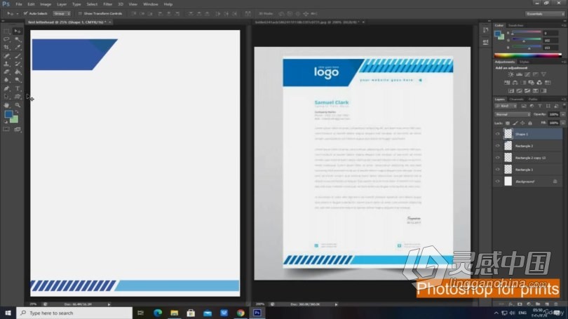 PS教程 PS印刷品宣传广告海报信笺设计工作流程视频教程  灵感中国网 www.lingganchina.com