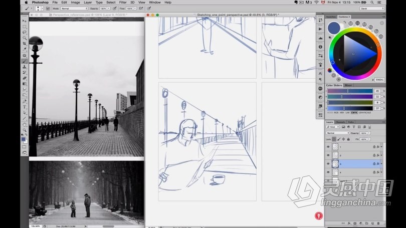 绘画教程 透视路径构建复杂场景技术训练视频教程  灵感中国网 www.lingganchina.com