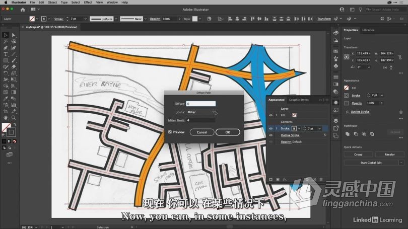 Ai教程 Illustrator中绘制简化地图路线标记视频教程 中文字幕  灵感中国社区 www.lingganchina.com