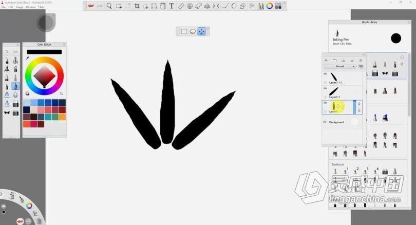 绘画教程 Autodesk Sketchbook创建卡通树木数字绘画视频教程  灵感中国网 www.lingganchina.com