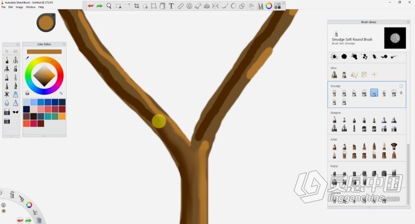 绘画教程 Autodesk Sketchbook创建卡通树木数字绘画视频教程  灵感中国网 www.lingganchina.com