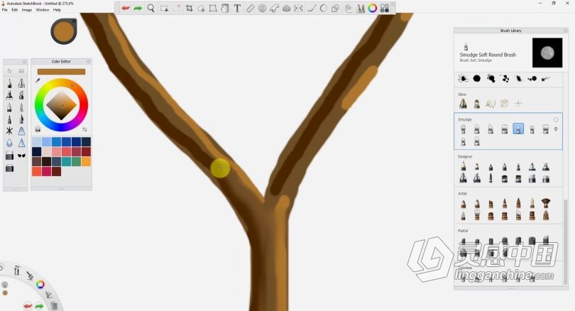 绘画教程 Autodesk Sketchbook创建卡通树木数字绘画视频教程  灵感中国社区 www.lingganchina.com