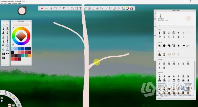 绘画教程 Autodesk Sketchbook创建卡通树木数字绘画视频教程  灵感中国社区 www.lingganchina.com