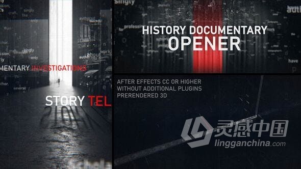 AE模板 三维空间感悬疑犯罪电影片头历史纪录片开场白 AE工程 AE文件下载  灵感中国网 www.lingganchina.com