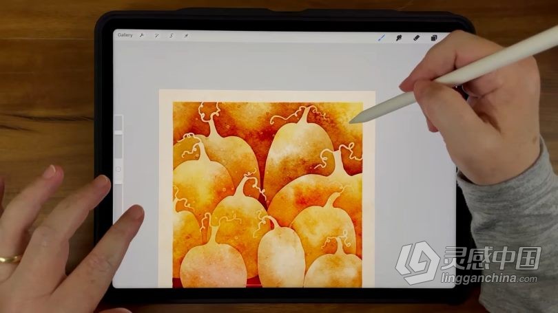 绘画教程 Procreate绘制水彩晕染效果负片高级技巧数字绘画视频教程  灵感中国网 www.lingganchina.com