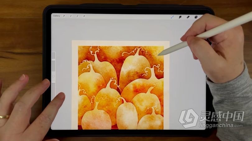 绘画教程 Procreate绘制水彩晕染效果负片高级技巧数字绘画视频教程  灵感中国社区 www.lingganchina.com