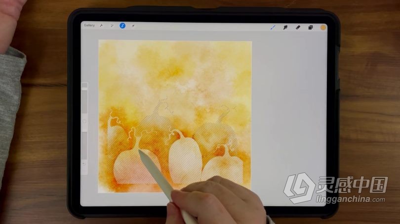 绘画教程 Procreate绘制水彩晕染效果负片高级技巧数字绘画视频教程  灵感中国网 www.lingganchina.com