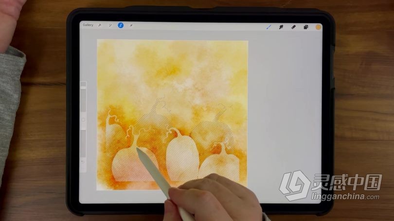绘画教程 Procreate绘制水彩晕染效果负片高级技巧数字绘画视频教程  灵感中国社区 www.lingganchina.com