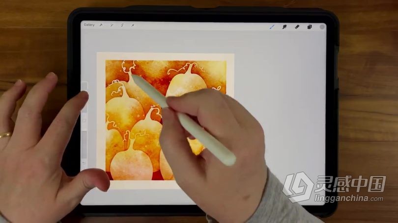 绘画教程 Procreate绘制水彩晕染效果负片高级技巧数字绘画视频教程  灵感中国网 www.lingganchina.com