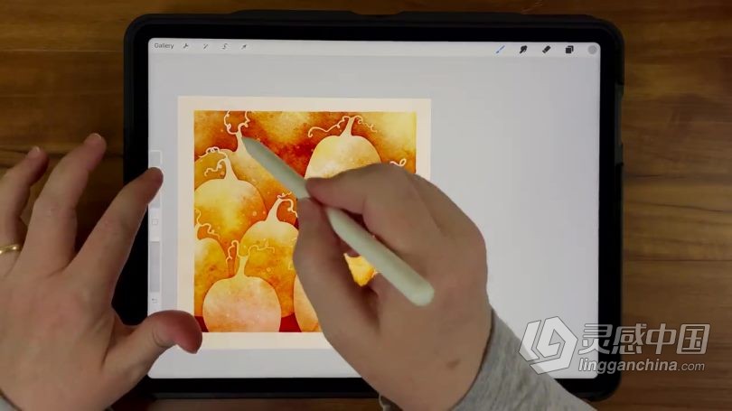 绘画教程 Procreate绘制水彩晕染效果负片高级技巧数字绘画视频教程  灵感中国社区 www.lingganchina.com