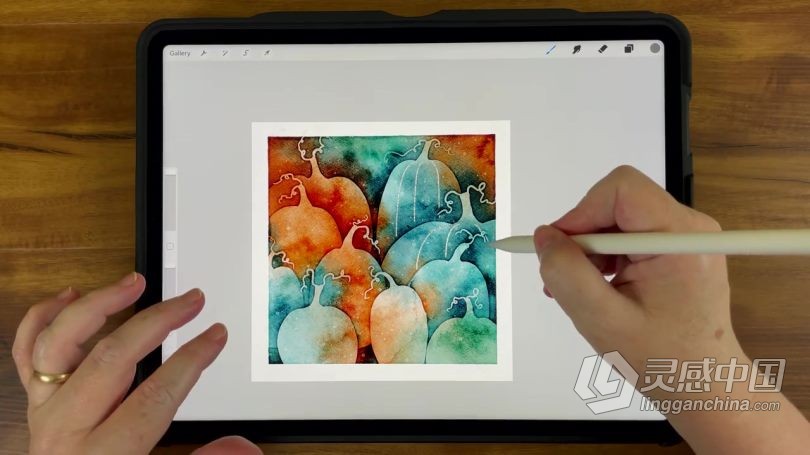 绘画教程 Procreate绘制水彩晕染效果负片高级技巧数字绘画视频教程  灵感中国网 www.lingganchina.com