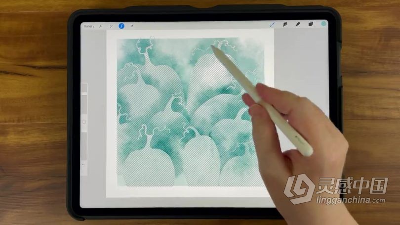 绘画教程 Procreate绘制水彩晕染效果负片高级技巧数字绘画视频教程  灵感中国网 www.lingganchina.com