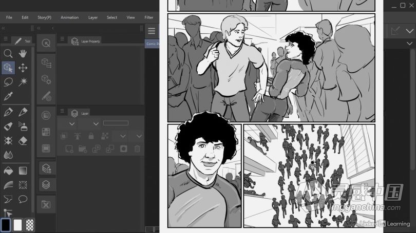 绘画教程 Clip Studio Paint创作漫画书效果绘画技巧视频教程  灵感中国网 www.lingganchina.com