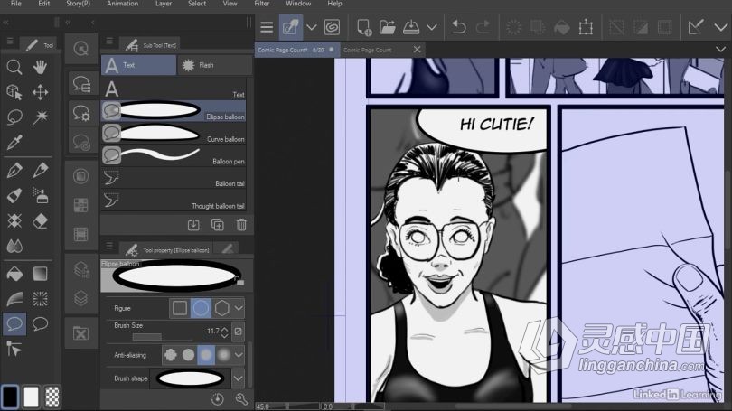 绘画教程 Clip Studio Paint创作漫画书效果绘画技巧视频教程  灵感中国网 www.lingganchina.com