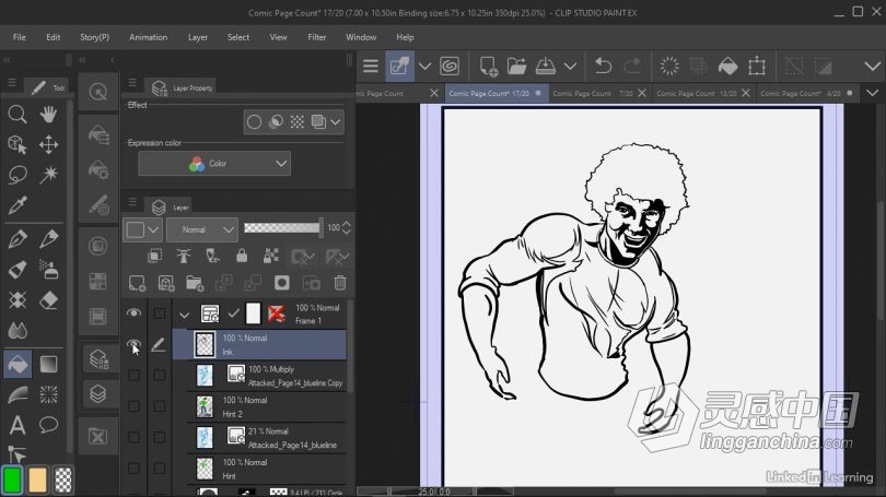 绘画教程 Clip Studio Paint创作漫画书效果绘画技巧视频教程  灵感中国网 www.lingganchina.com