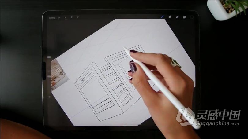 绘画教程 Procreate在iPad中使用两点透视法绘制卡通插图视频教程  灵感中国网 www.lingganchina.com