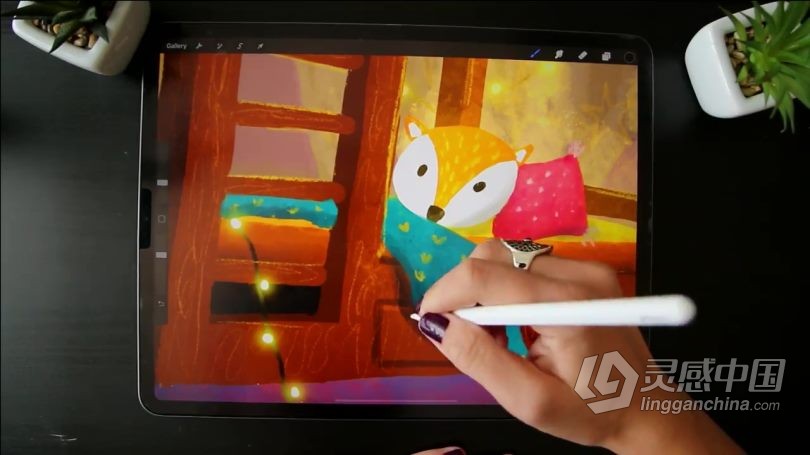 绘画教程 Procreate在iPad中使用两点透视法绘制卡通插图视频教程  灵感中国网 www.lingganchina.com