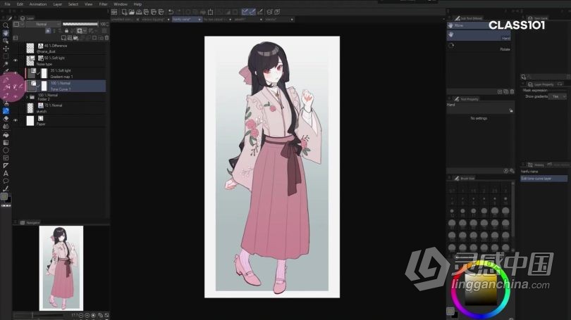 绘画教程 动漫人物角色插画数字绘画完全指南视频教程中文字幕  灵感中国网 www.lingganchina.com