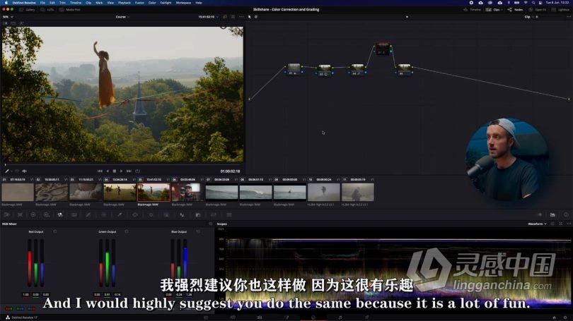 达芬奇教程 DaVinci Resolve 17色彩校正与调色技术训练视频教程中文字幕  灵感中国网 www.lingganchina.com