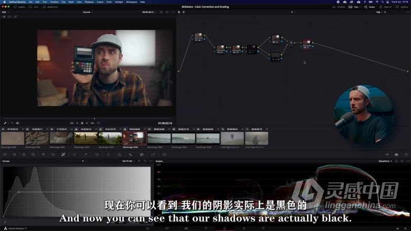 达芬奇教程 DaVinci Resolve 17色彩校正与调色技术训练视频教程中文字幕  灵感中国网 www.lingganchina.com