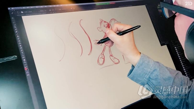 绘画教程 21个有趣个性角色姿势传统绘画草图线稿视频教程  灵感中国网 www.lingganchina.com