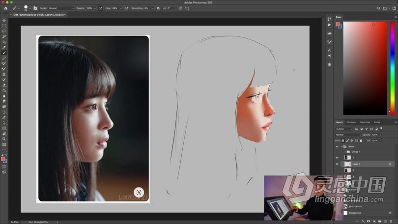 绘画教程 SamDoesArt画师女孩脸部皮肤数字绘画技巧视频教程  灵感中国网 www.lingganchina.com
