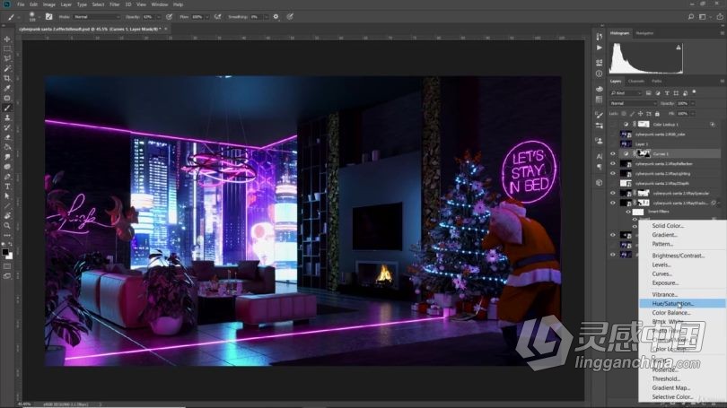 3dsmax教程 3dsMax创建赛博朋克圣诞老人室内主题设计视频教程  灵感中国网 www.lingganchina.com