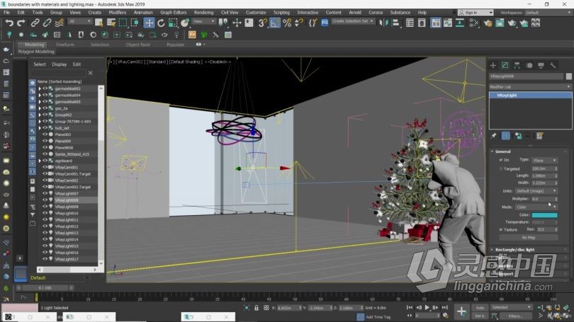 3dsmax教程 3dsMax创建赛博朋克圣诞老人室内主题设计视频教程  灵感中国网 www.lingganchina.com
