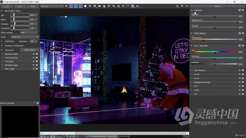 3dsmax教程 3dsMax创建赛博朋克圣诞老人室内主题设计视频教程  灵感中国网 www.lingganchina.com
