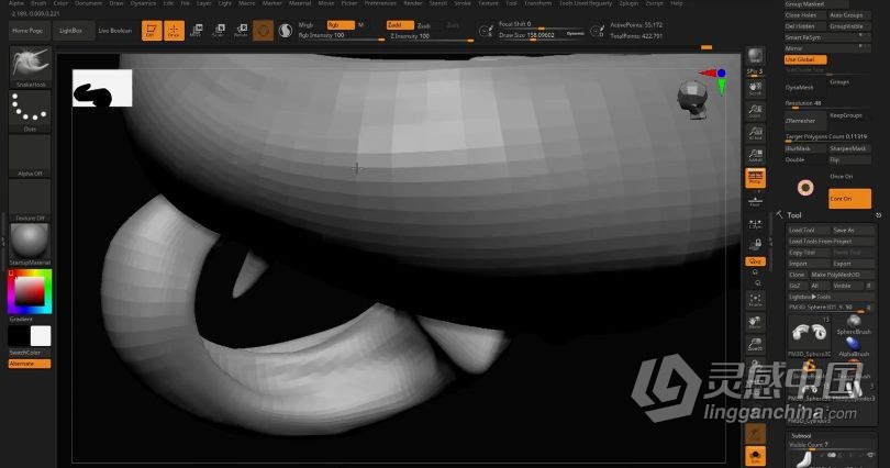 Zbrush教程 Zbrush动物骨架数字雕刻实例训练视频教程  灵感中国网 www.lingganchina.com