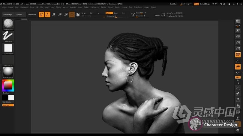 Zbrush教程 Zbrush头发脏辫发型实例制作训练视频教程  灵感中国网 www.lingganchina.com