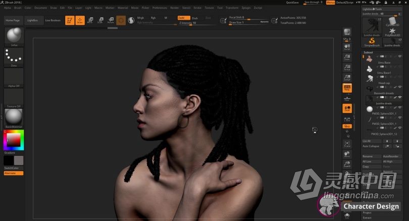 Zbrush教程 Zbrush头发脏辫发型实例制作训练视频教程  灵感中国网 www.lingganchina.com