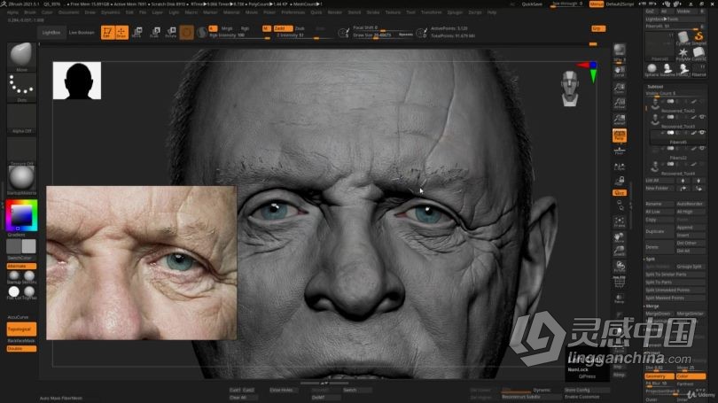 Zbrush教程 Zbrush超逼真好莱坞明星数字雕刻制作视频教程中文字幕