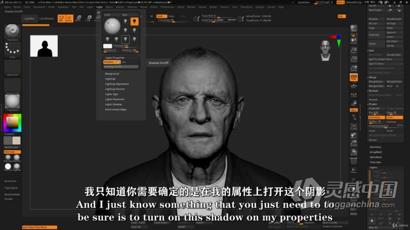 Zbrush教程 Zbrush超逼真好莱坞明星数字雕刻制作视频教程中文字幕  灵感中国网 www.lingganchina.com