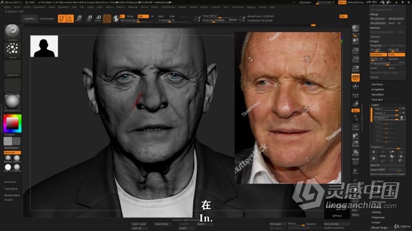 Zbrush教程 Zbrush超逼真好莱坞明星数字雕刻制作视频教程中文字幕