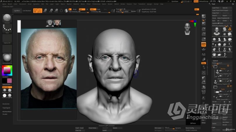 Zbrush教程 Zbrush超逼真好莱坞明星数字雕刻制作视频教程中文字幕