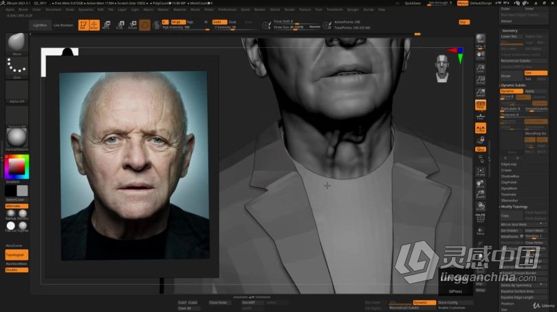 Zbrush教程 Zbrush超逼真好莱坞明星数字雕刻制作视频教程中文字幕  灵感中国网 www.lingganchina.com