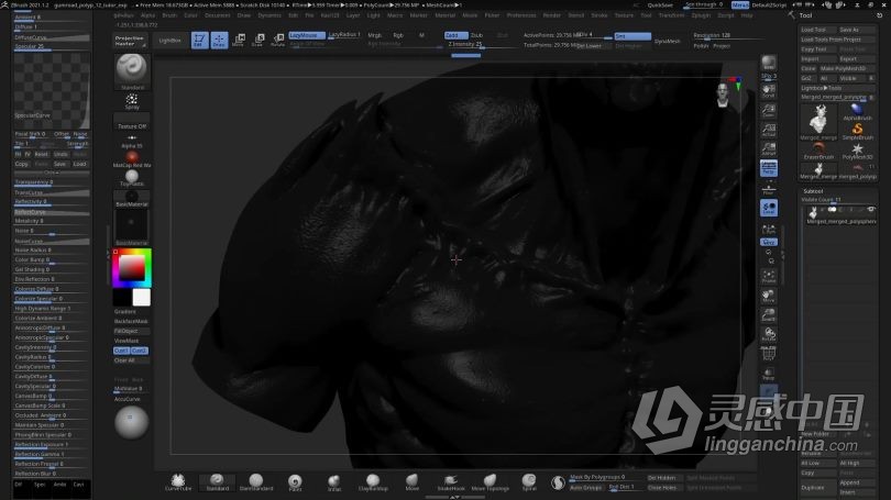 Zbrush教程 Zbrush数字雕刻高质量渲染技术训练视频教程中文字幕  灵感中国网 www.lingganchina.com