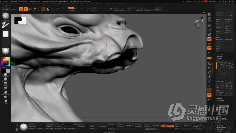 Zbrush教程 Zbrush超现实概念生物毒蛇龙完整制作流程视频教程  灵感中国网 www.lingganchina.com