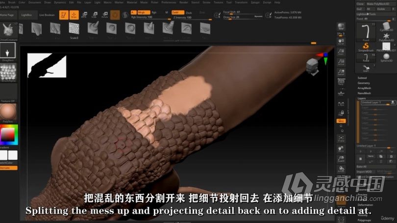 Zbrush教程 Zbrush九头蛇游戏资产模型雕刻全流程视频教程中文字幕  灵感中国网 www.lingganchina.com
