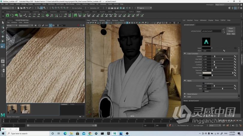 Zbrush教程 绝地大师欧比旺角色制作工作流程视频教程中文字幕  灵感中国网 www.lingganchina.com
