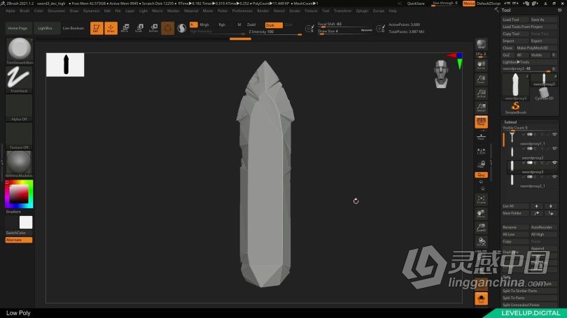 Zbrush教程 战神游戏概念艺术大剑武器设计工作流程视频教程  灵感中国网 www.lingganchina.com