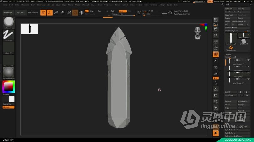 Zbrush教程 战神游戏概念艺术大剑武器设计工作流程视频教程  灵感中国社区 www.lingganchina.com