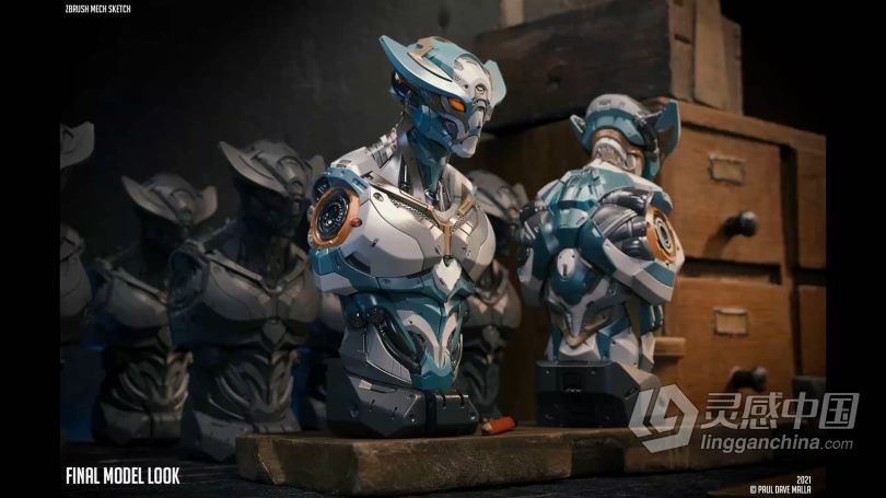 Zbrush教程 ZBrush机甲战士硬表面建模实例制作视频教程  灵感中国网 www.lingganchina.com
