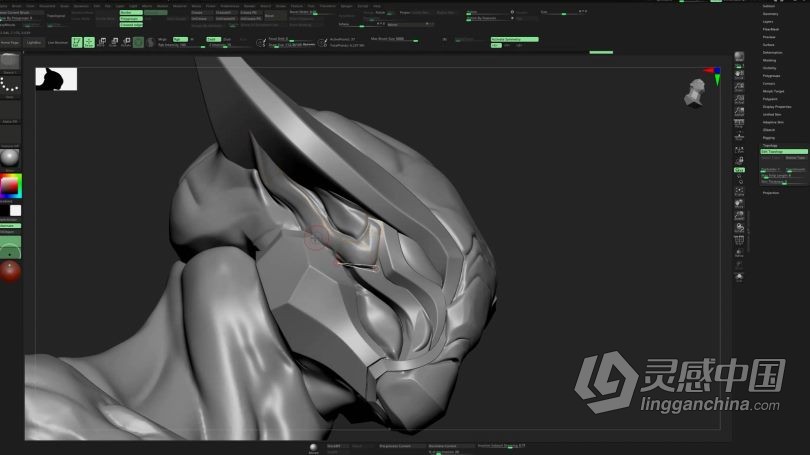Zbrush教程 ZBrush机甲战士硬表面建模实例制作视频教程  灵感中国网 www.lingganchina.com