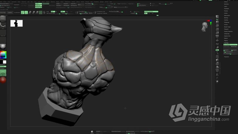 Zbrush教程 ZBrush机甲战士硬表面建模实例制作视频教程  灵感中国网 www.lingganchina.com