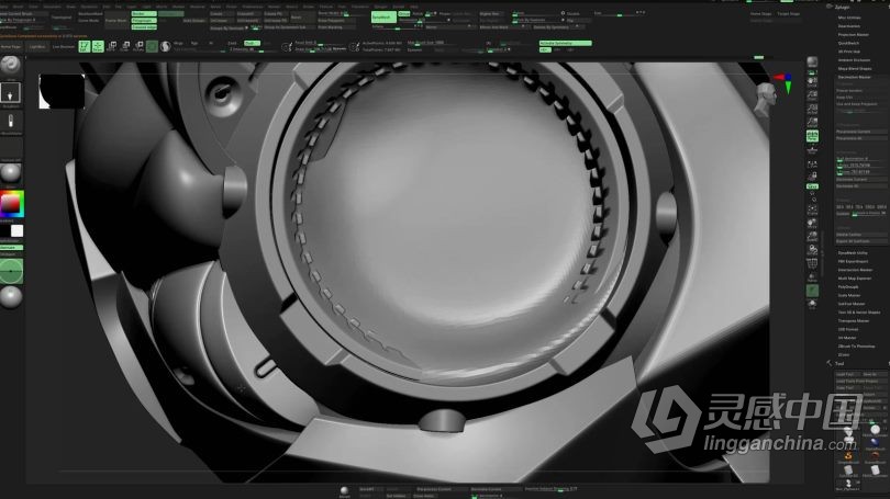 Zbrush教程 ZBrush机甲战士硬表面建模实例制作视频教程  灵感中国网 www.lingganchina.com