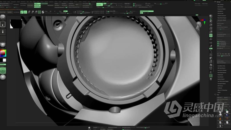 Zbrush教程 ZBrush机甲战士硬表面建模实例制作视频教程  灵感中国社区 www.lingganchina.com
